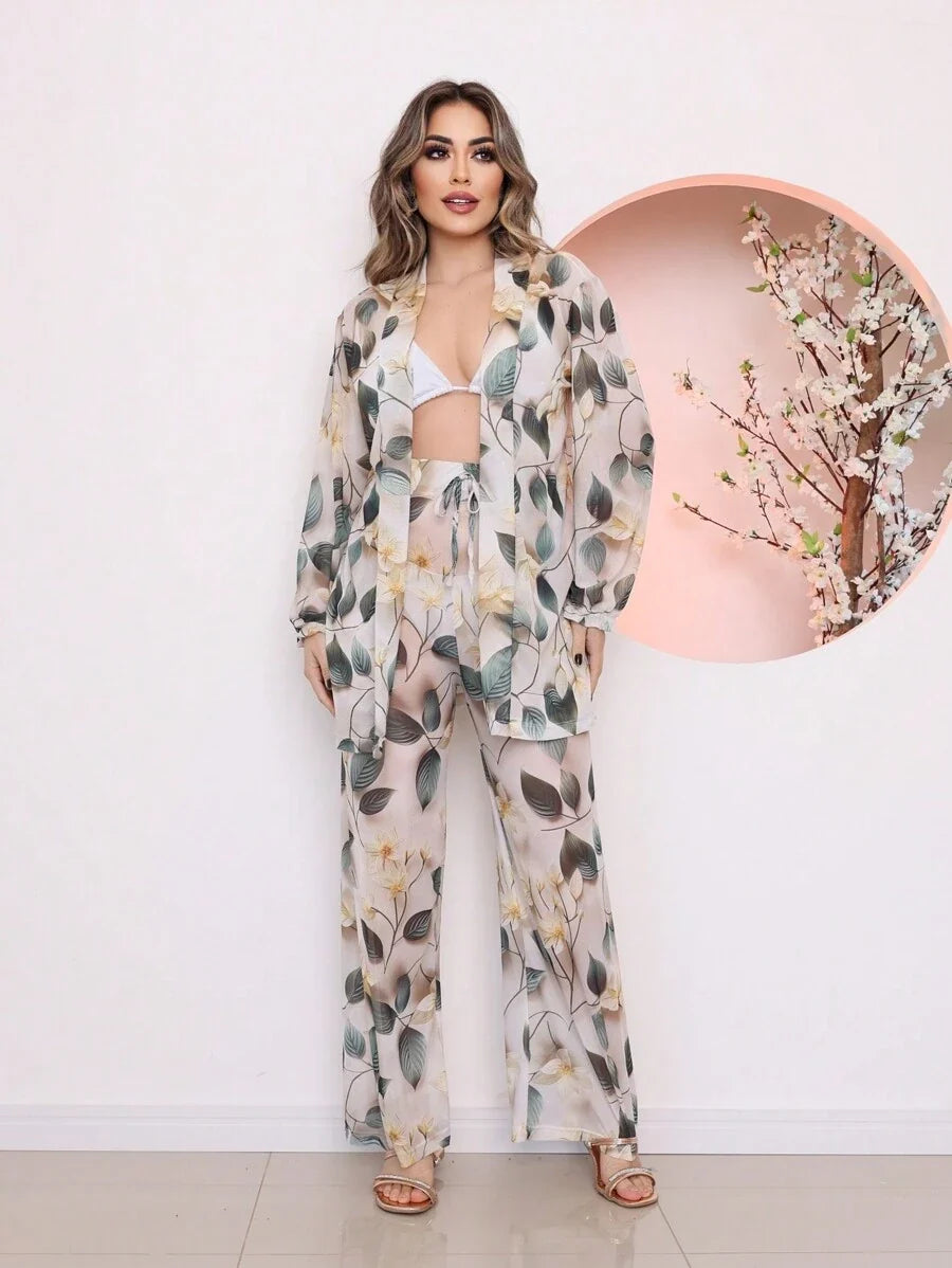 Conjunto Camisa e Calça Tule Estampa Marmorizada