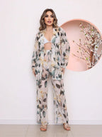 Conjunto Camisa e Calça Tule Estampa Marmorizada