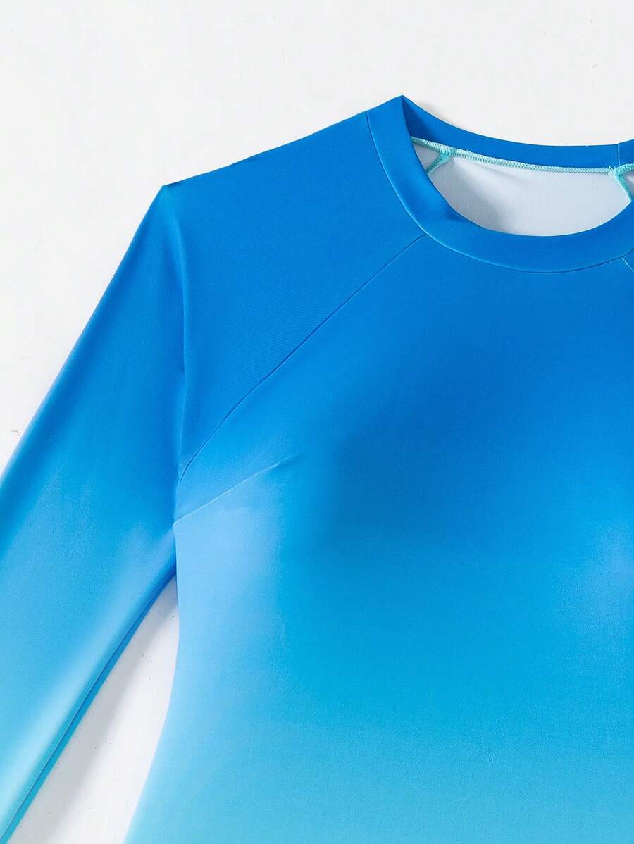 Conjunto Esportivo Manga Longa Degradê Azul