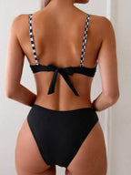 Biquíni Cintura Alta Listrado Navy Chic
