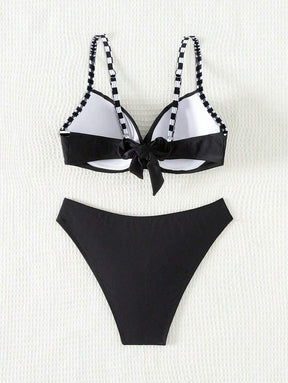 Biquíni Cintura Alta Listrado Navy Chic