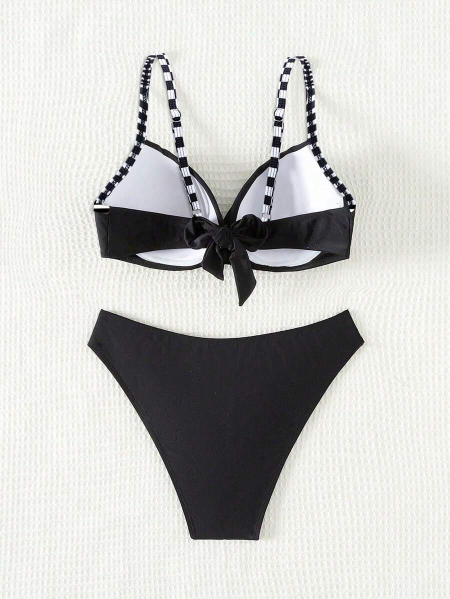 Biquíni Cintura Alta Listrado Navy Chic