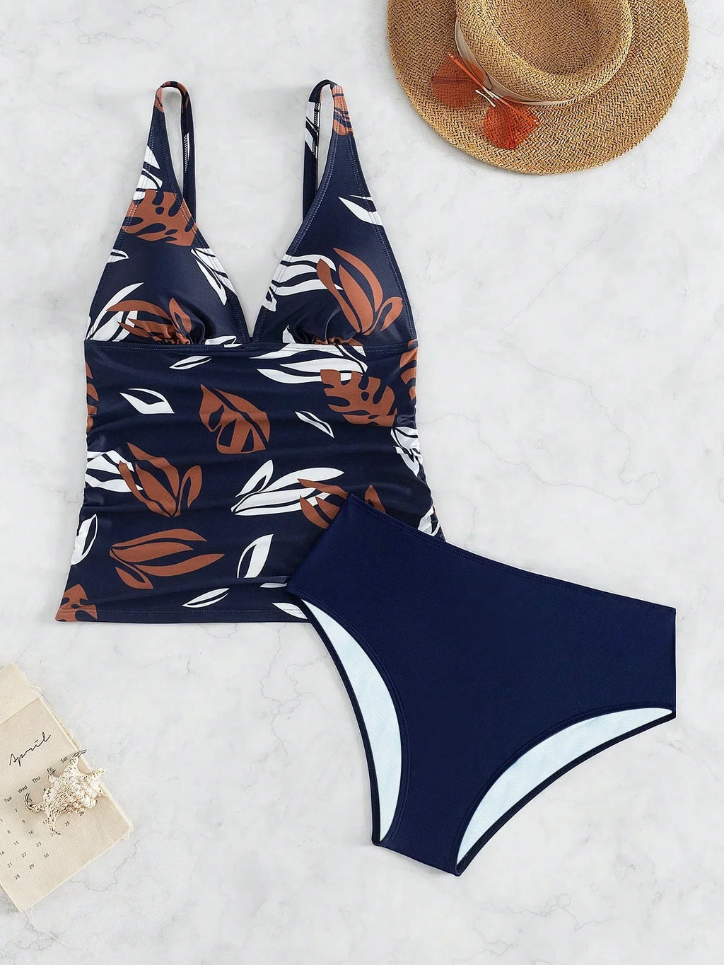 Tankini Decote V Recorte Vazado Bojo Triângulo