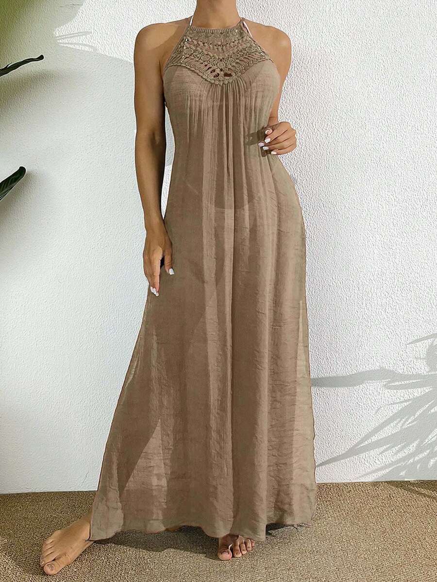 Saída de Praia Boho Trançado Marfim