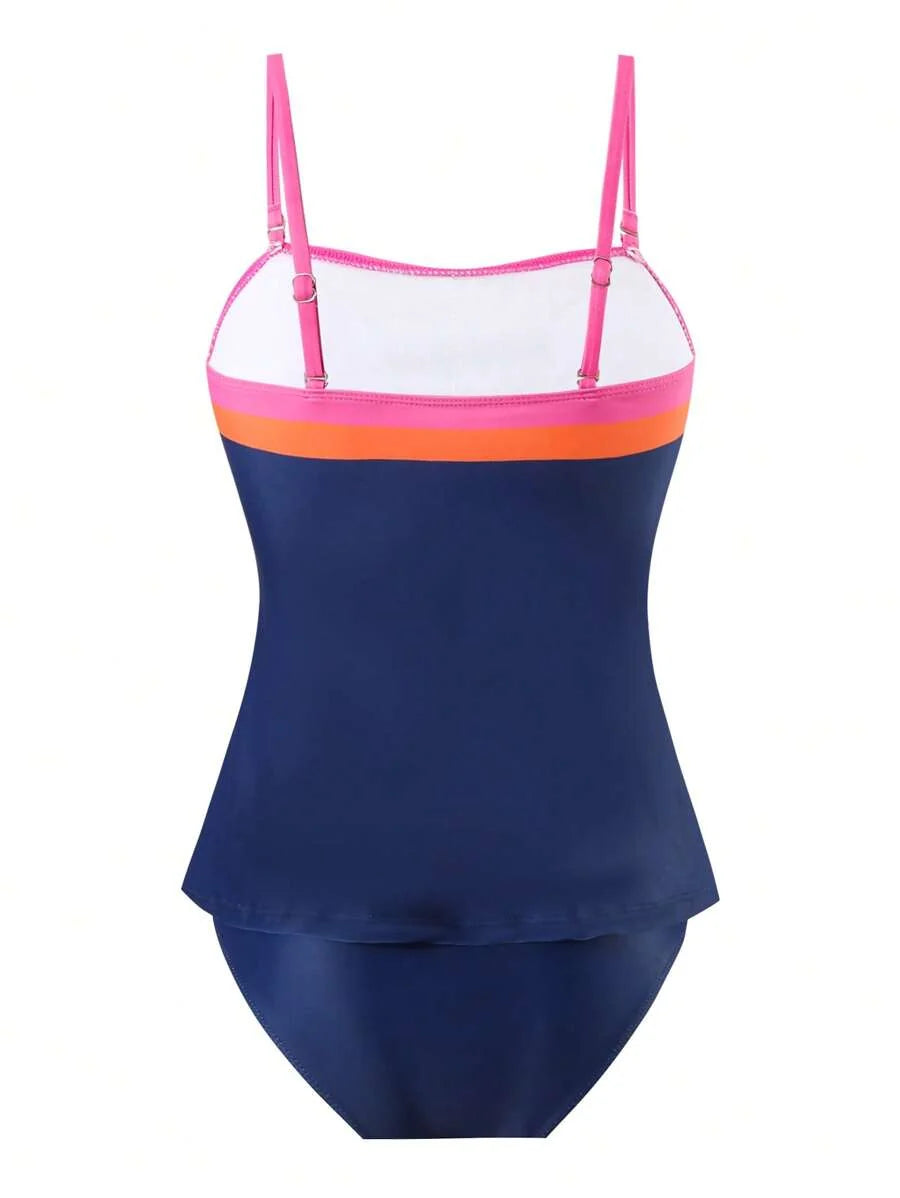 Conjunto Tankini Faixas Contrastantes