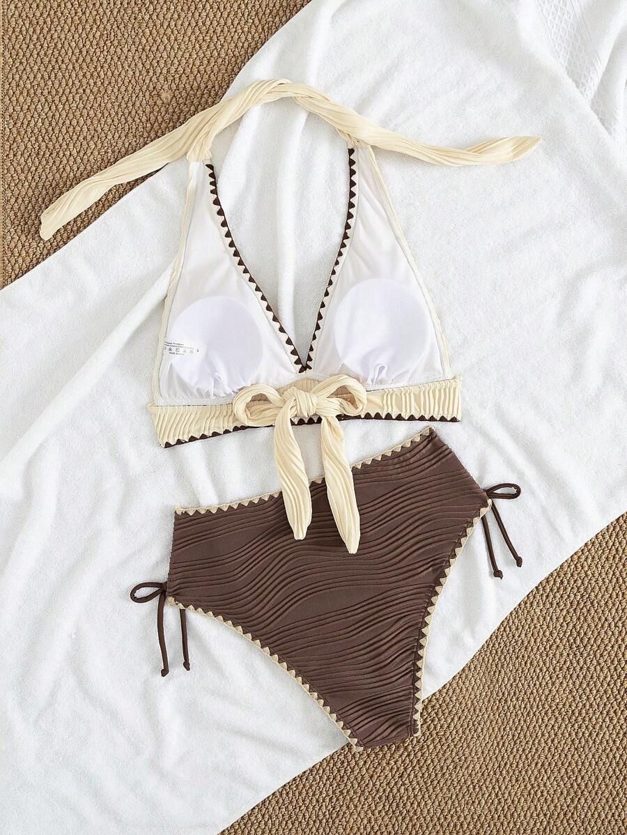 Conjunto de Biquíni Texturizado Halter Amarração