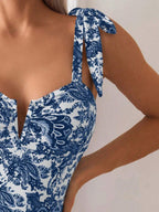 Maiô Estampado Alças de Amarrar Bojo em V