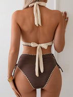 Conjunto de Biquíni Texturizado Halter Amarração