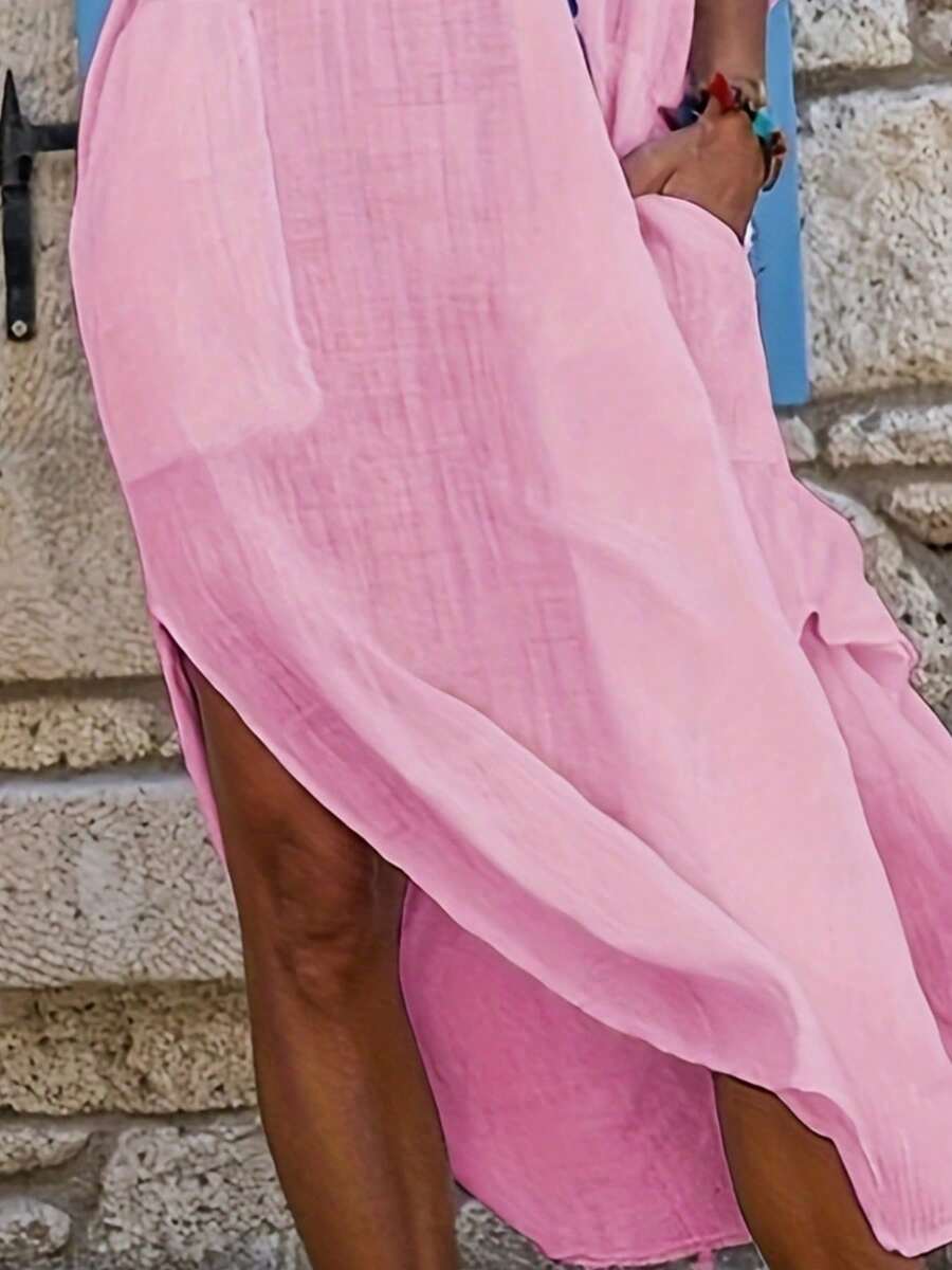 Saída de Praia Camisa Longa Bolsos Laterais