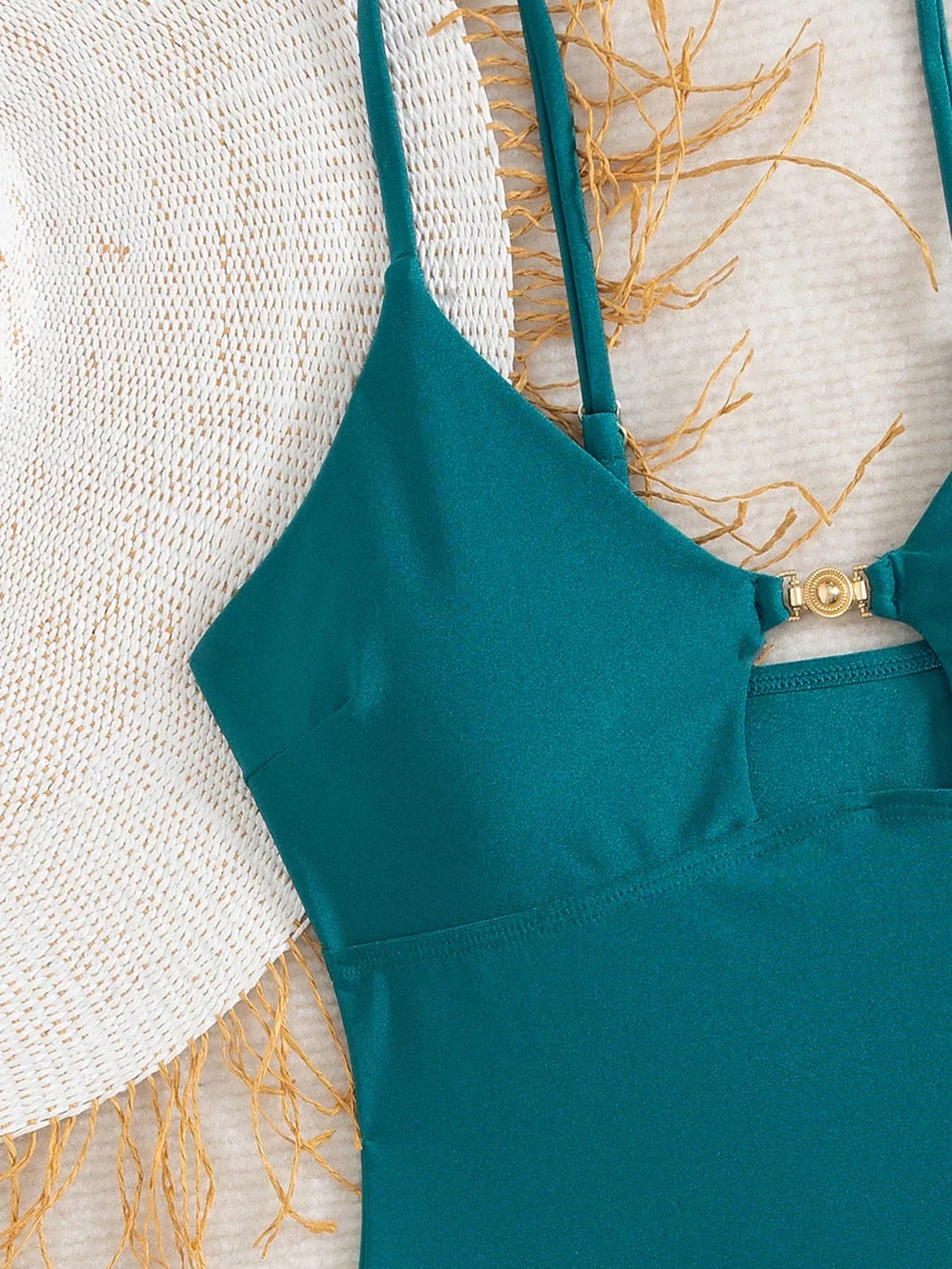 Tankini Vazado Nó Estilizado Amarração Ajustável