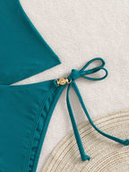Tankini Vazado Nó Estilizado Amarração Ajustável