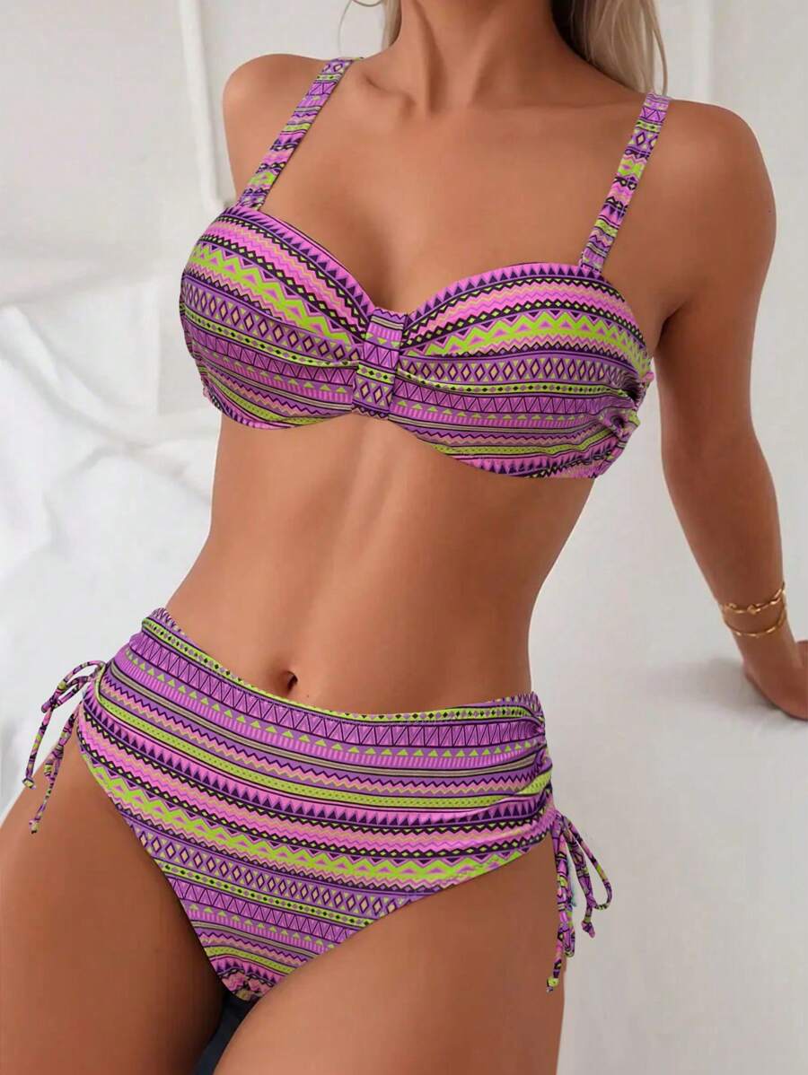 Biquíni Cintura Alta Étnico Vibrante