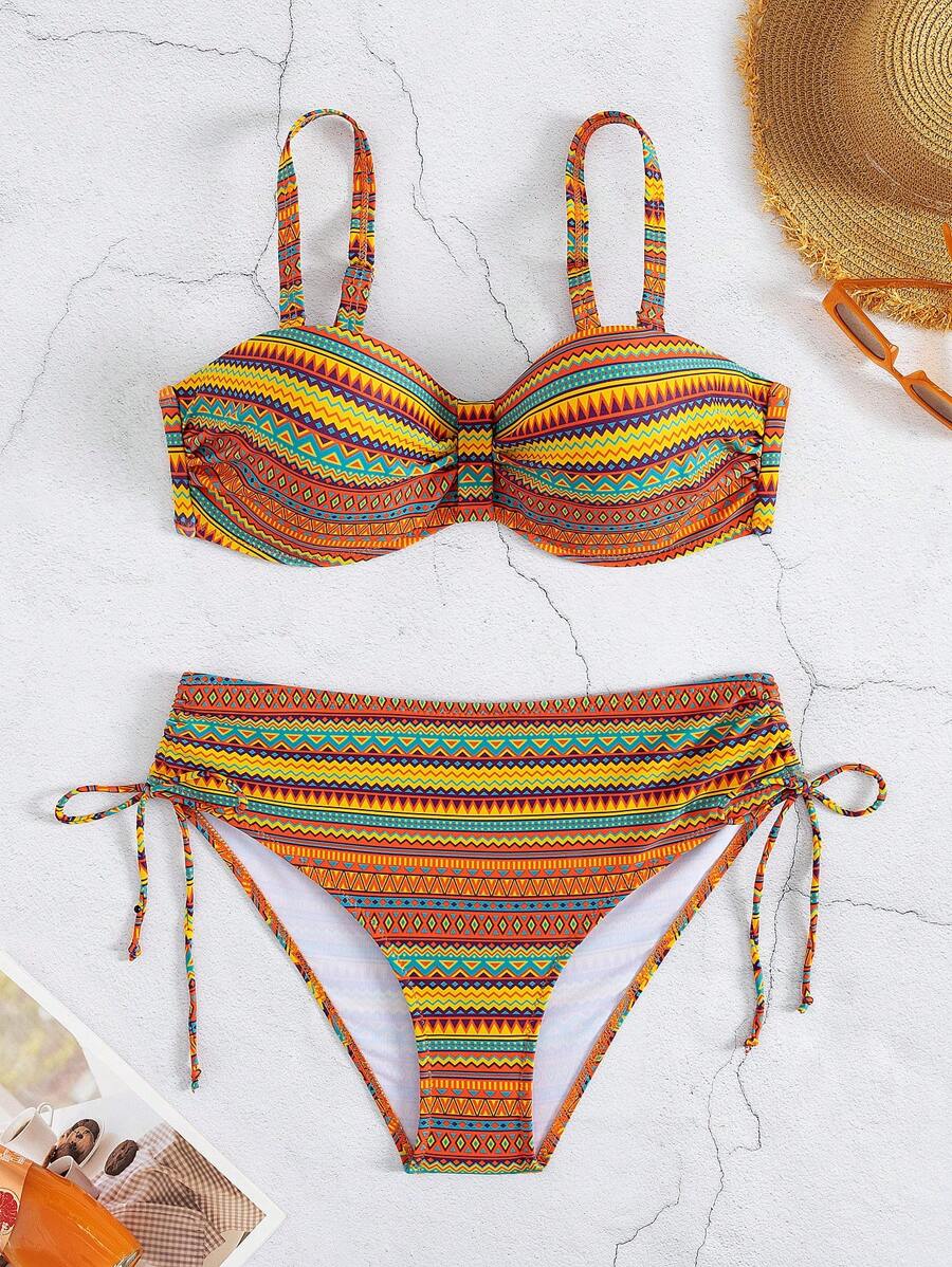 Biquíni Cintura Alta Étnico Vibrante