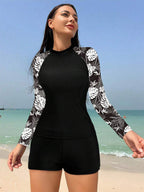 Conjunto UV Manga Longa Estampa Floral