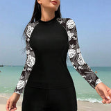 Conjunto UV Manga Longa Estampa Floral