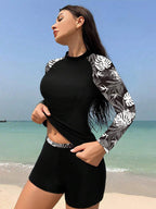 Conjunto UV Manga Longa Estampa Floral