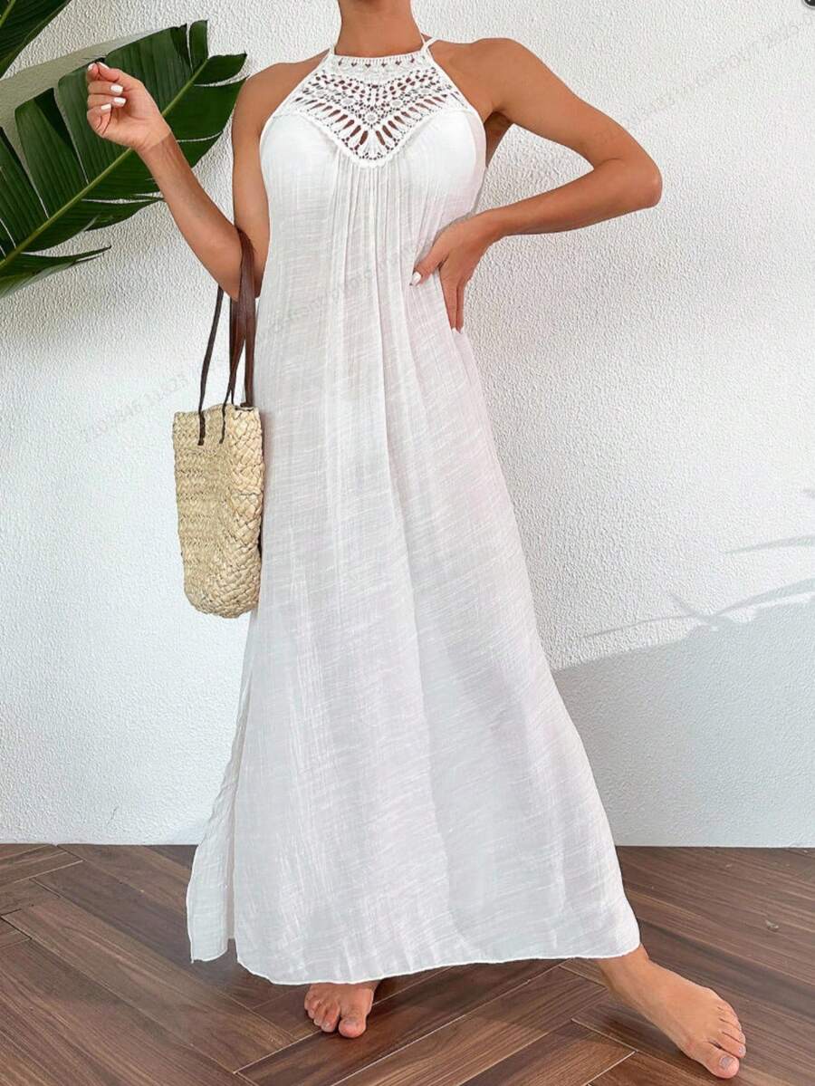 Saída de Praia Boho Trançado Marfim