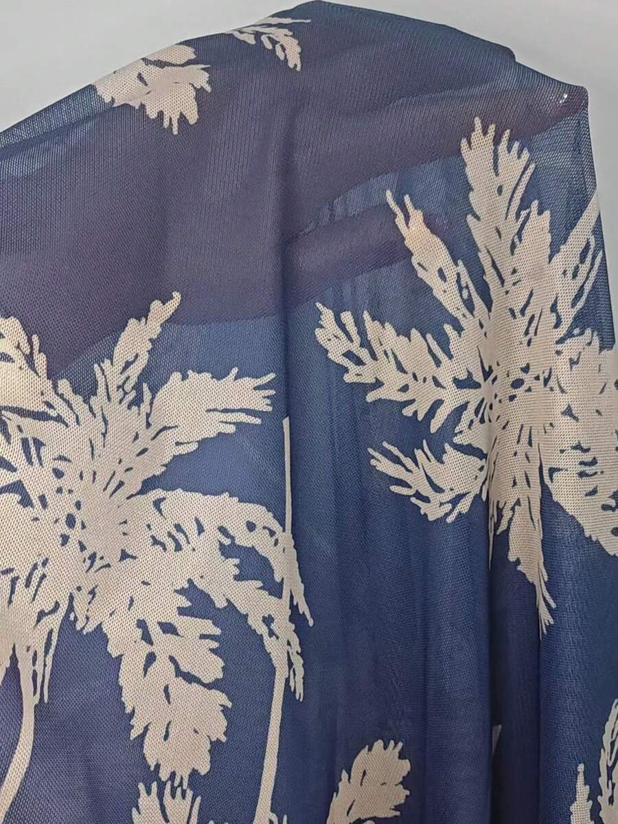 Conjunto Kimono Tela Estampa Coqueiro com Shorts