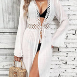 Kimono Renda Vazada Amarração Frontal