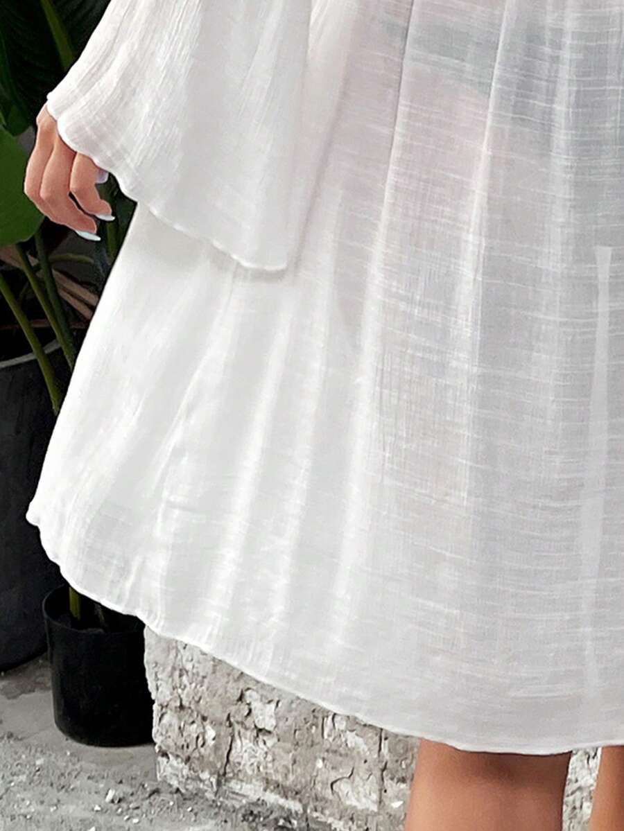 Kimono Renda Vazada Amarração Frontal