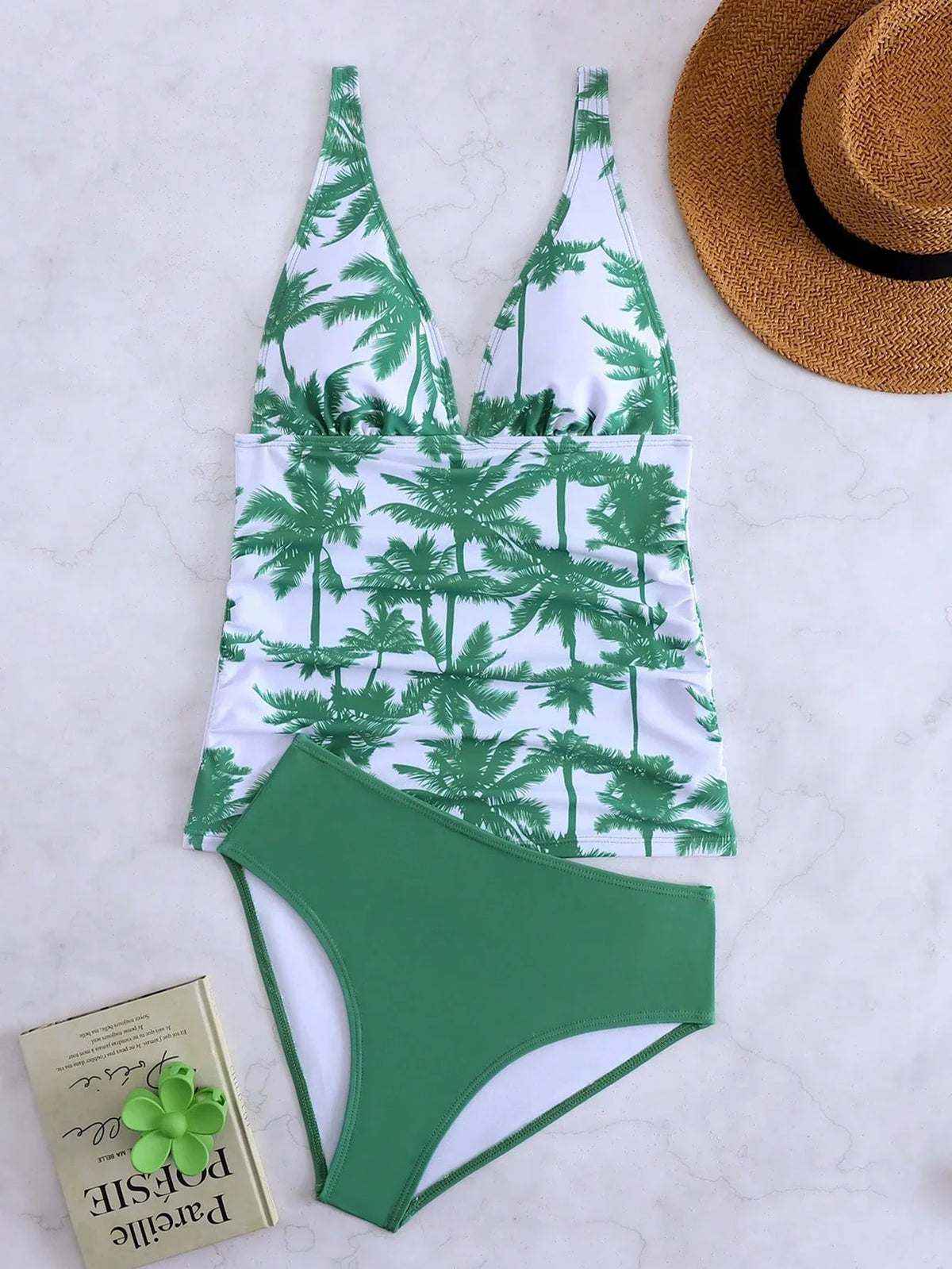 Tankini Decote V Recorte Vazado Bojo Triângulo