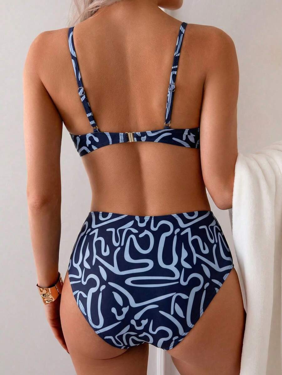 Conjunto Biquíni Torção Central Cintura Alta Franzida
