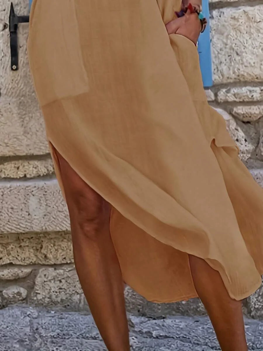 Saída de Praia Camisa Longa Bolsos Laterais