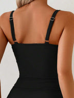 Tankini Torção Frontal Franzido Anel Dourado