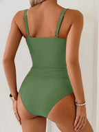 Tankini Torção Frontal Franzido Anel Dourado
