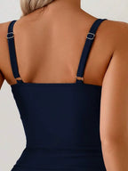Tankini Torção Frontal Franzido Anel Dourado