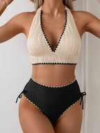Conjunto de Biquíni Texturizado Halter Amarração