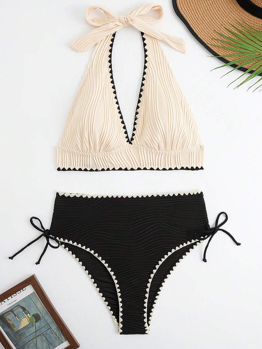 Conjunto de Biquíni Texturizado Halter Amarração