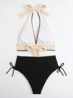 Conjunto de Biquíni Texturizado Halter Amarração