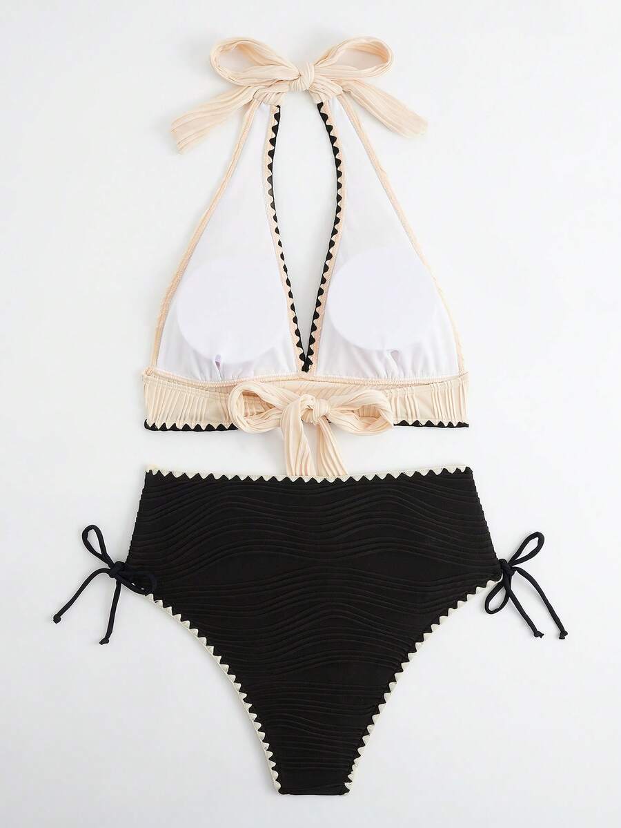 Conjunto de Biquíni Texturizado Halter Amarração