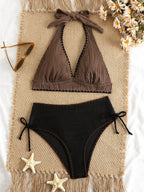 Conjunto de Biquíni Texturizado Halter Amarração