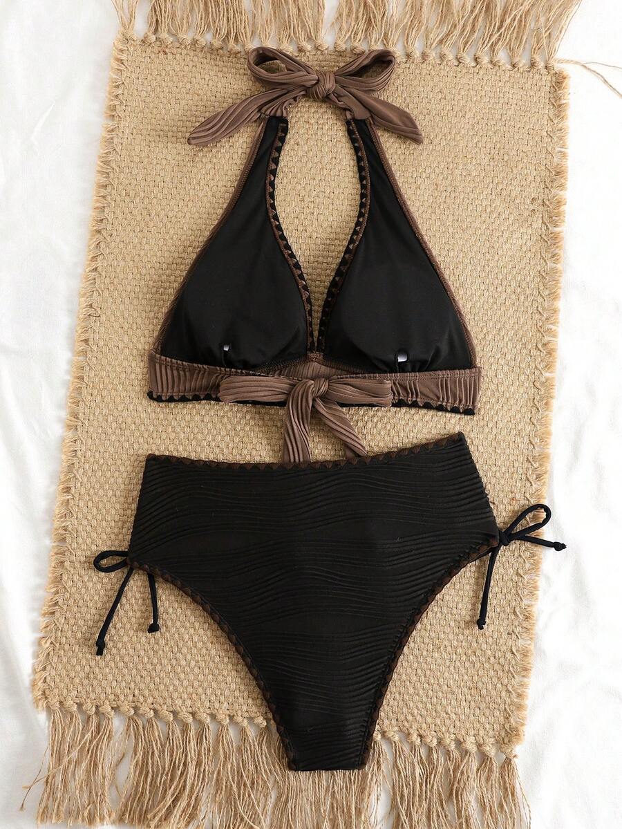 Conjunto de Biquíni Texturizado Halter Amarração