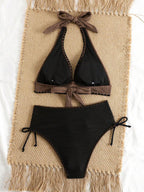 Conjunto de Biquíni Texturizado Halter Amarração