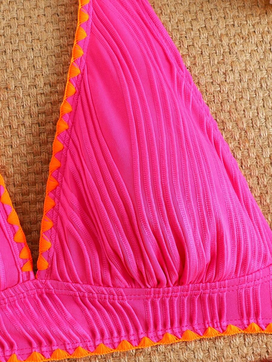 Conjunto de Biquíni Texturizado Halter Amarração