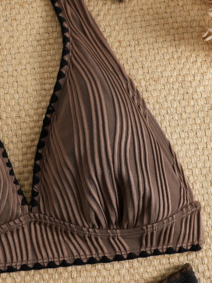 Conjunto de Biquíni Texturizado Halter Amarração