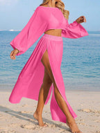 Conjunto Cropped Manga Ampla Saia Longa Fenda