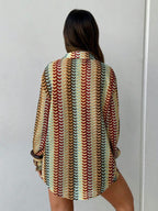 Conjunto Camisa Chiffon Listrada com Shorts