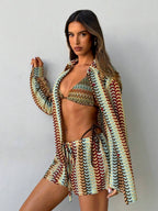 Conjunto Camisa Chiffon Listrada com Shorts
