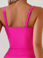 Tankini Torção Frontal Franzido Anel Dourado