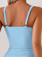 Tankini Torção Frontal Franzido Anel Dourado
