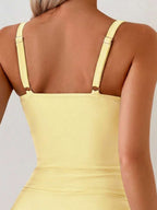 Tankini Torção Frontal Franzido Anel Dourado