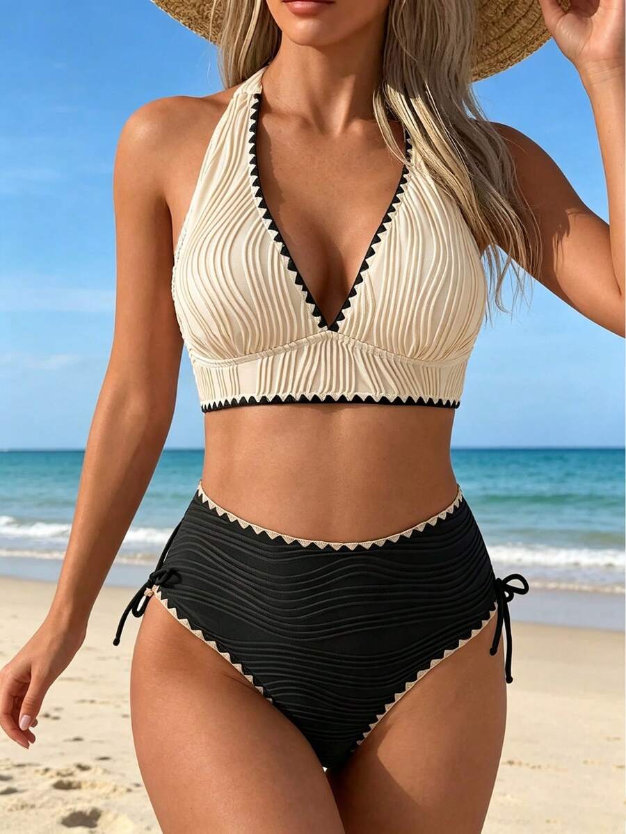 Conjunto de Biquíni Texturizado Halter Amarração