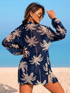 Conjunto Kimono Tela Estampa Coqueiro com Shorts