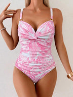 Tankini Torção Frontal Franzido Anel Dourado