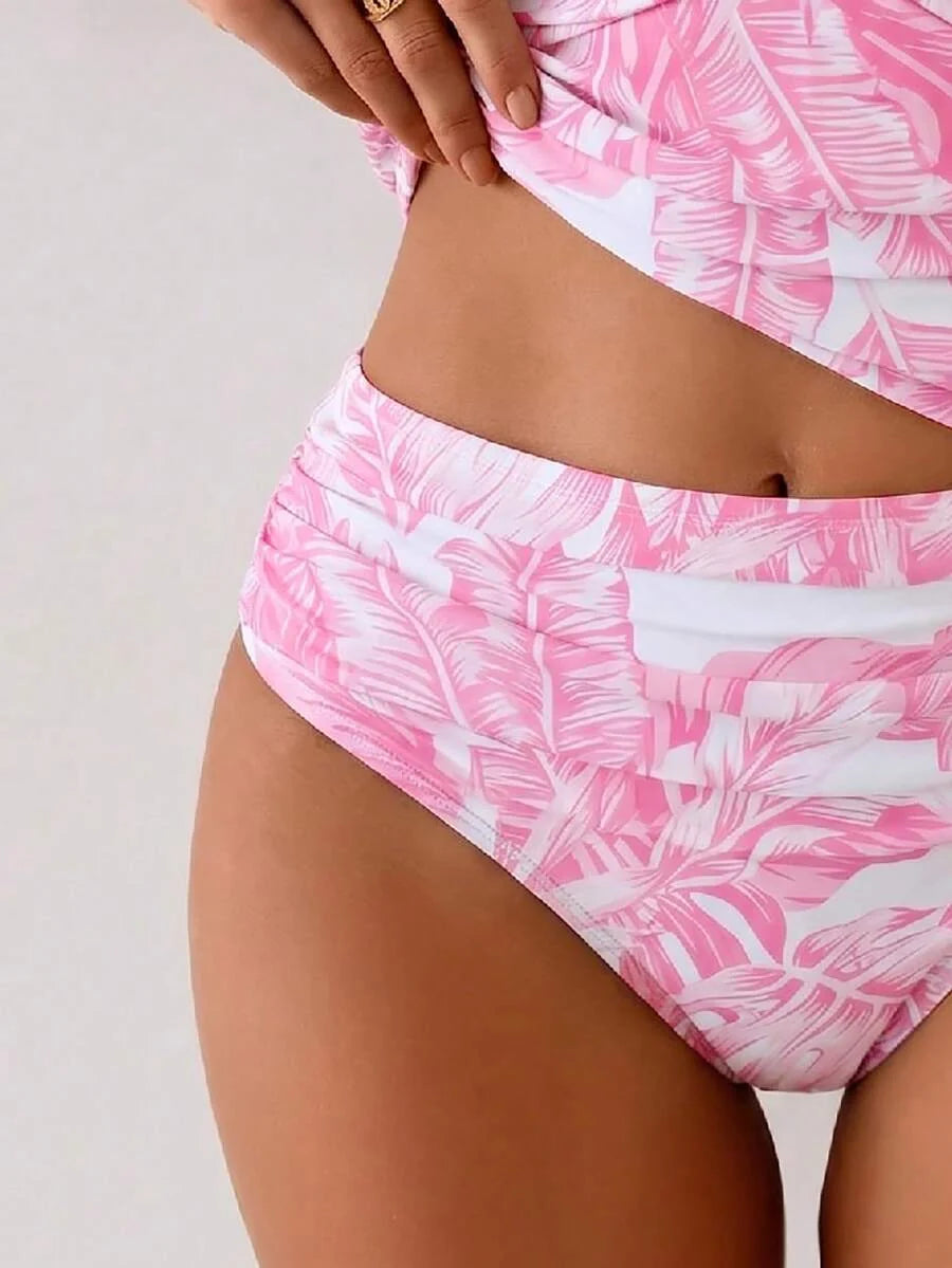 Tankini Torção Frontal Franzido Anel Dourado