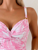 Tankini Torção Frontal Franzido Anel Dourado